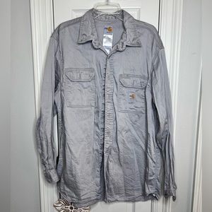 Carhartt FR Flame Resistant Long Sleeve Button Shirt XL Mens Grey Work FRS003